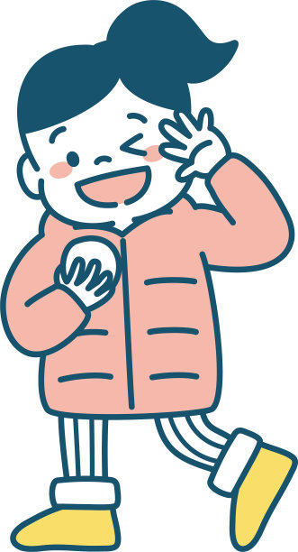 女孩在冬天打雪仗的插图图片下载