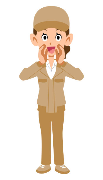 一个穿着米色工作服的女人大声呼喊图片下载
