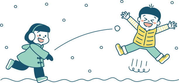 孩子们在冬天打雪仗的插图图片下载