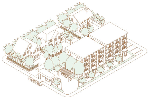 城市景观的三维视图。城市景观。线条画插图。图片下载