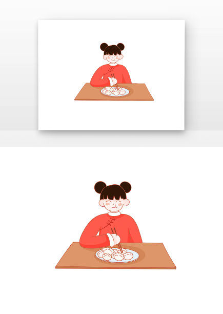 冬至吃饺子女孩图片下载