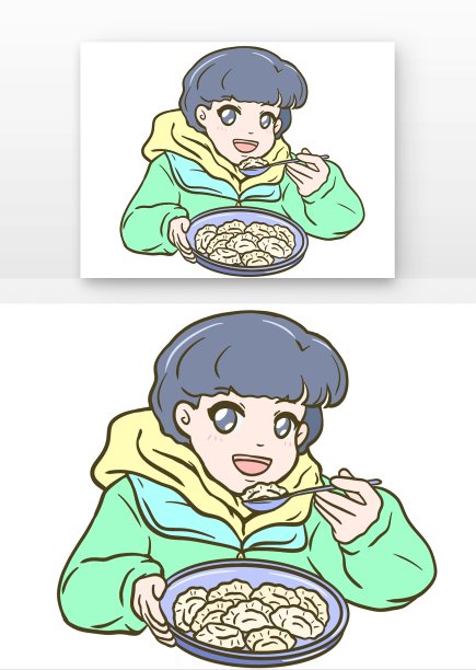 冬至吃饺子的男孩人物图片下载