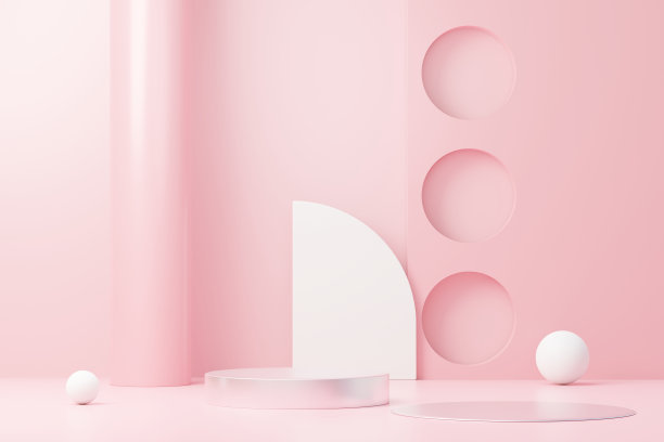 用于产品展示和广告的三维渲染抽象展示平台。简洁的场景背景设计。用于模拟的空基座。化妆用粉彩空舞台。图片下载