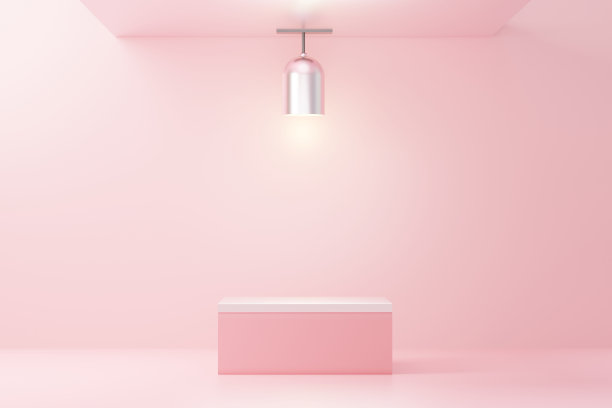 用于产品展示和广告的三维渲染抽象展示平台。简洁的场景背景设计。用于模拟的空基座。化妆用粉彩空舞台。图片下载