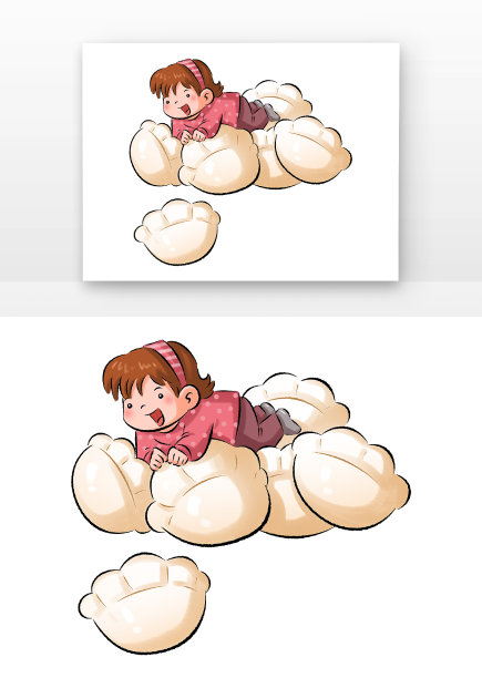 冬至儿童趴在饺子上图片下载