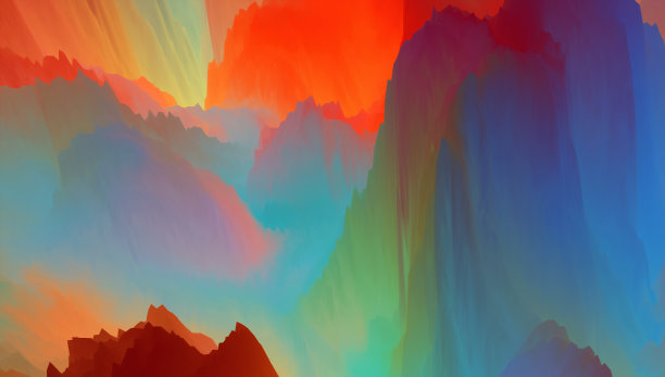 神奇的世界。色彩斑斓的抽象幻想背景，超现实的梦幻景观。三维演示图片下载