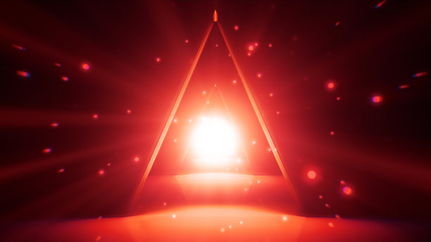 在暗红色金字塔未来隧道中向前飞行图片下载