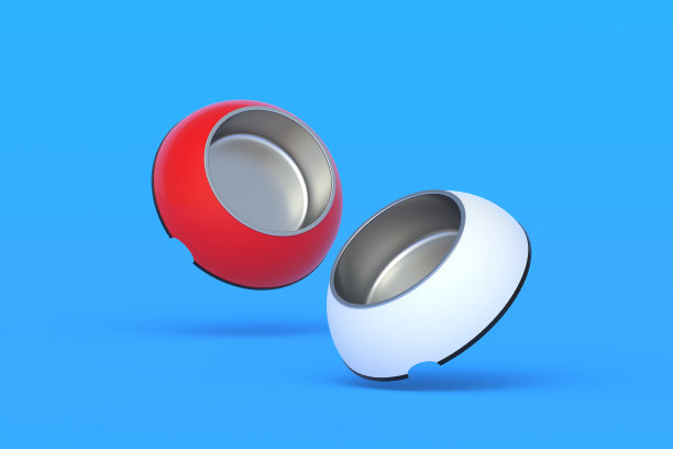 漂浮的碗为狗，猫或其他宠物的食物或水。三维渲染图片下载