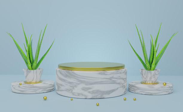 讲台空的几何形状在天蓝色粉彩组成的现代舞台展示和极简主义的模型，抽象的橱窗背景，概念3d插图或3d渲染图片下载