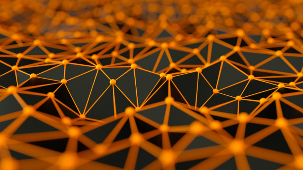 抽象低聚混沌结构黑色橙色背景的万圣节概念图片下载