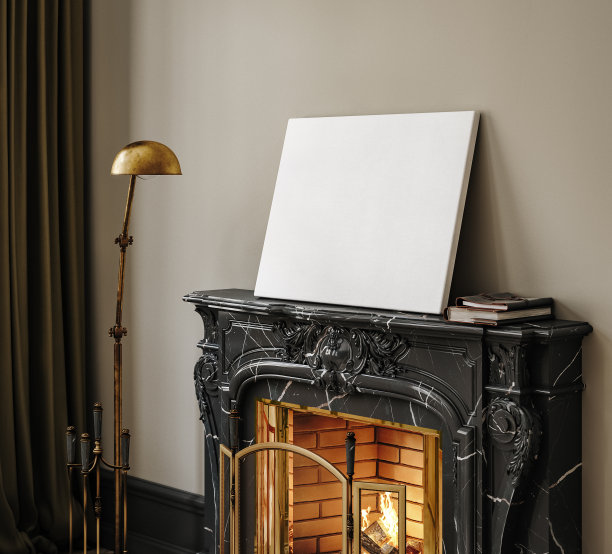 帆布模型在现代阁楼内部图片下载