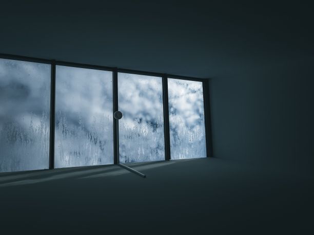 空房间全景窗的半灰度镜头图片下载