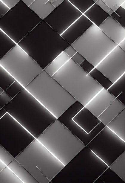 抽象网络电路板概念背景-灰色矩形和发光的白线图片下载