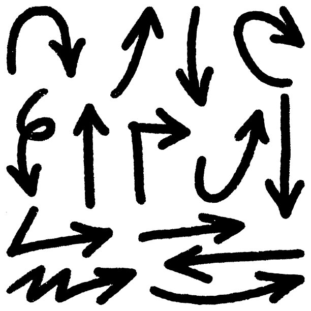 一套手绘矢量箭头涂鸦在白色背景。设计元素矢量插图。图片下载