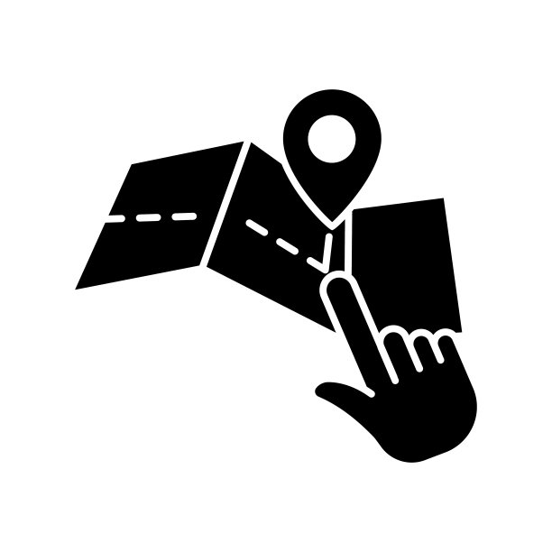 手触摸字形图标插图与路线。在线路由相关的图标。简单的设计可编辑图片下载