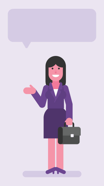商务女士拿着行李箱，用手指着图片下载