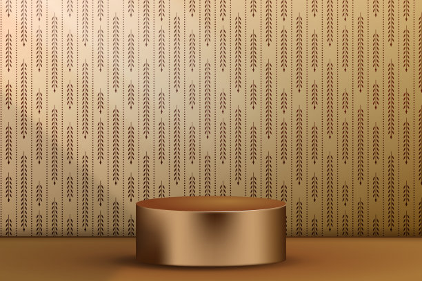 现实奢华的3D金色讲台与花朵背景图片下载