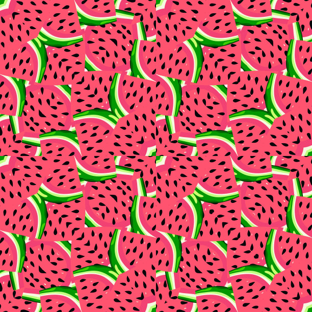 抽象西瓜片镶嵌无缝图案。创意皮肤无穷无尽的壁纸。图片下载