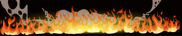 卡通火与烟在黑色背景。图片下载