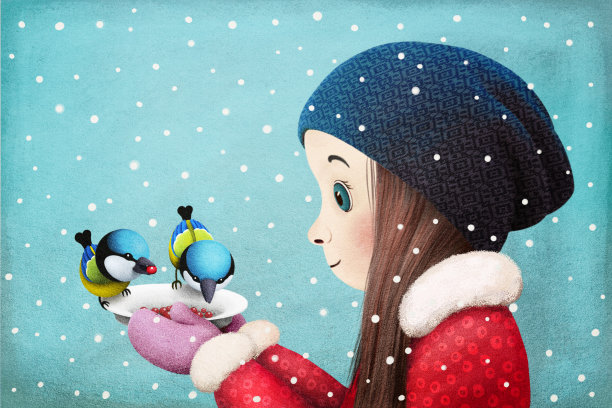 女孩和鸟图片下载