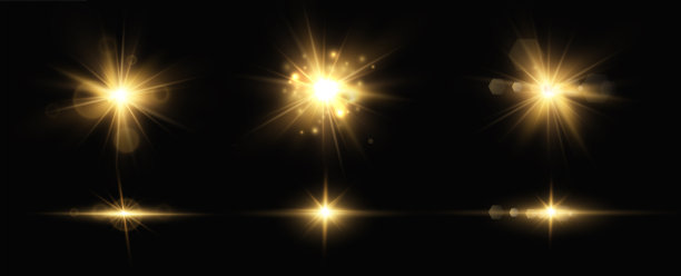 金色的光粒子。金色的光。光闪耀。星星被孤立在透明的背景上。图片下载