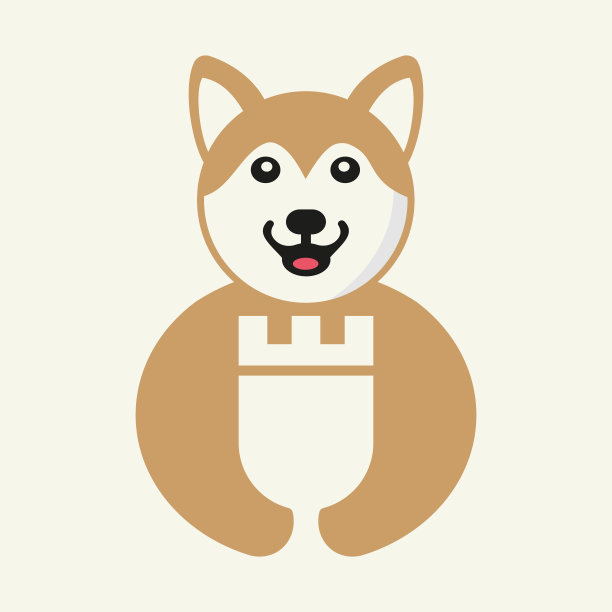 哈士奇城堡标志负空间概念矢量模板。哈士奇城堡标志图片下载