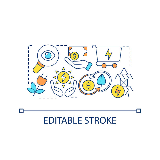 可再生能源市场循环概念图标图片下载