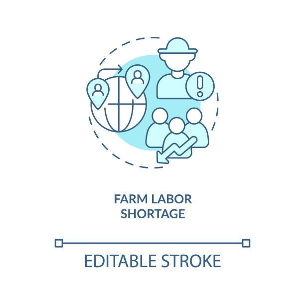 农场劳动力赤字绿松石概念图标图片下载
