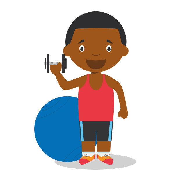 可爱的卡通矢量插图的黑人或非裔美国人的男性教练。图片下载