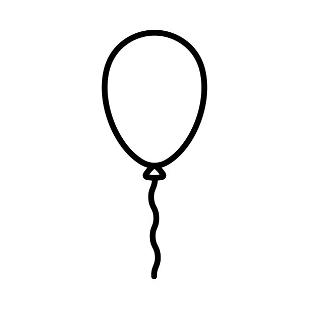 气球图标。黑色轮廓直线轮廓。正面的看法。可编辑的中风。矢量简单的平面图形插图。白色背景上的孤立物体。隔离。图片下载