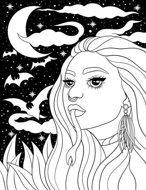 恐怖美女涂色书图片下载