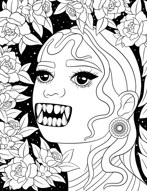 恐怖美女涂色书图片下载