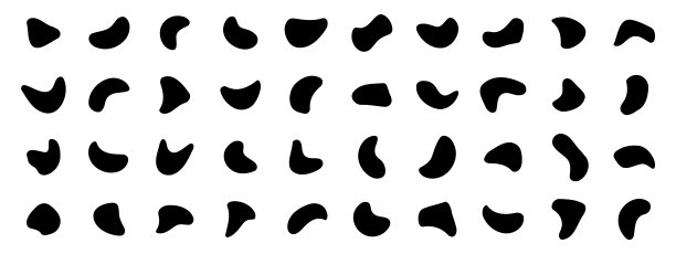 一组抽象的有机形状。随机斑点和抽象的液体形状。抽象的印迹，墨迹和卵石的剪影，简单的液体无定形。向量图片下载