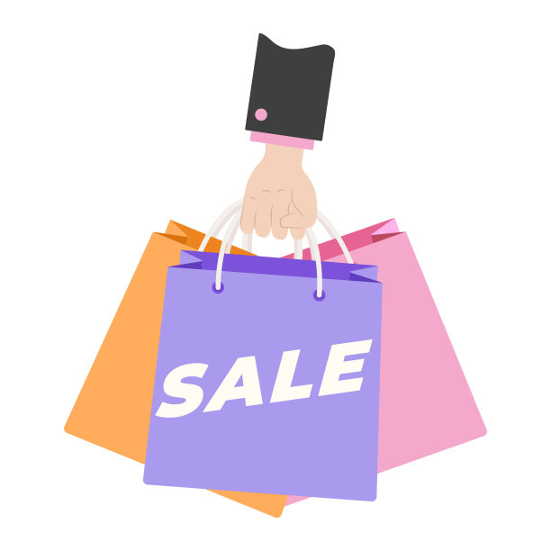 手持彩色购物袋或礼品袋。销售的迹象。购物袋。图片下载