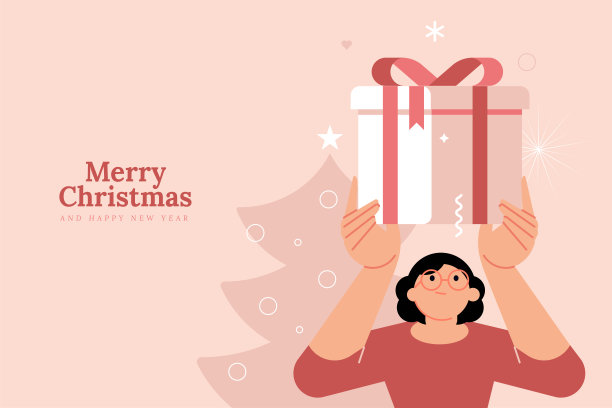 圣诞快乐和新年快乐贺卡模板图片下载