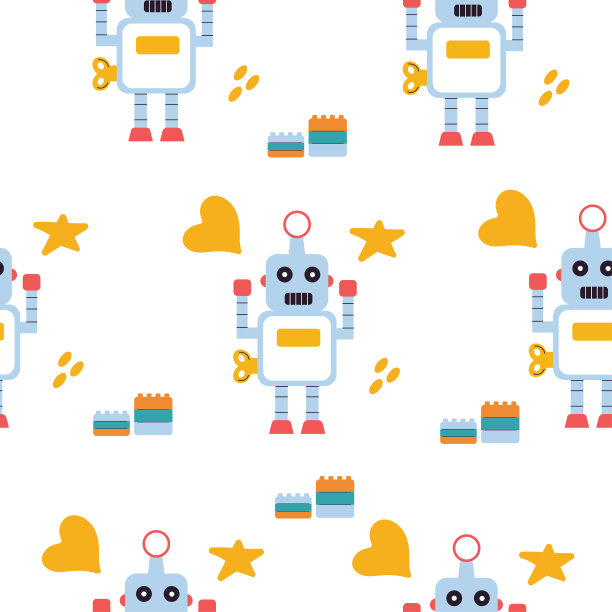给孩子们的机器人玩具做图案。向量图片下载