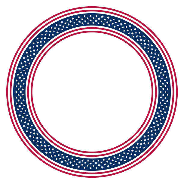 美国国旗图案，圆形框架与星星和条纹图案图片下载