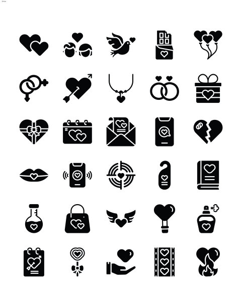 爱情图标设置30孤立的白色背景图片下载
