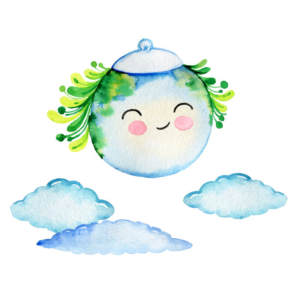 地球水彩插图图片下载