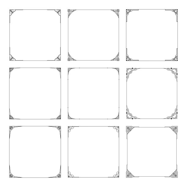 一套优雅的方形边框图片下载