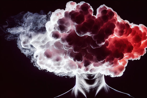 被烟雾包围的人脸插画图片下载