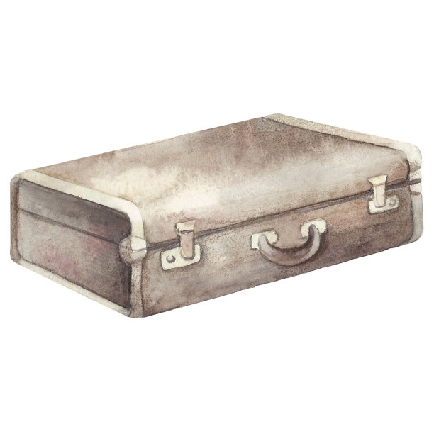 手提箱。水彩。图片下载