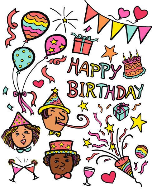 一群多元的人们一起庆祝新年周年晚会的插画图片下载