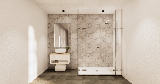 浴室上的浴室和厕所日本侘寂风格。3d渲染图片下载