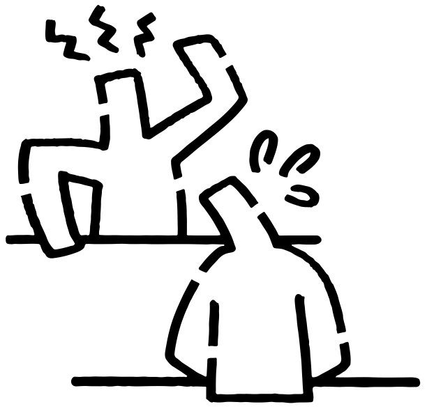 一种是抱怨，一种是道歉。两个面对面的简笔画。图片下载