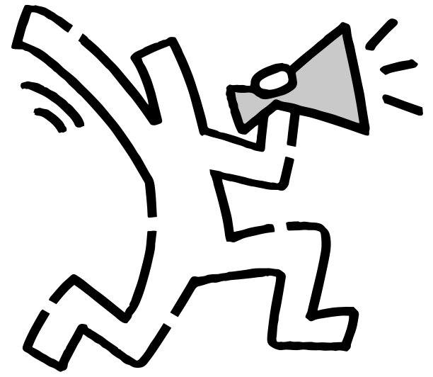 手持扩音器的手绘旗手在欢呼图片下载