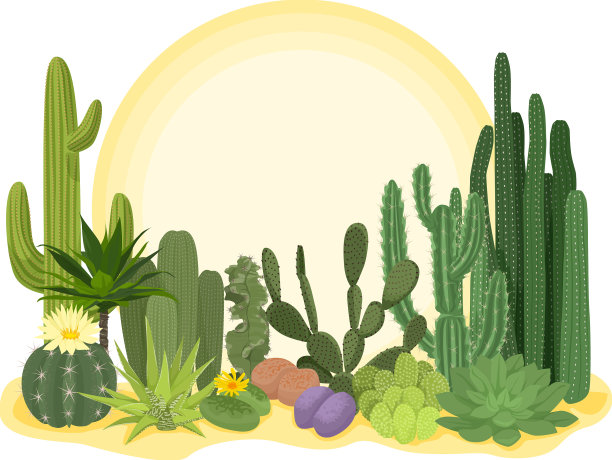 仙人掌平面构成图片下载