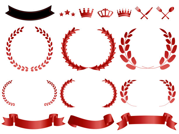 月桂花环框架和装饰集图片下载