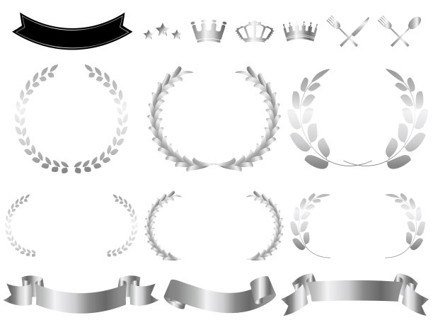 月桂花环框架和装饰集图片下载