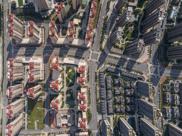 城市高端住宅区鸟瞰图图片下载